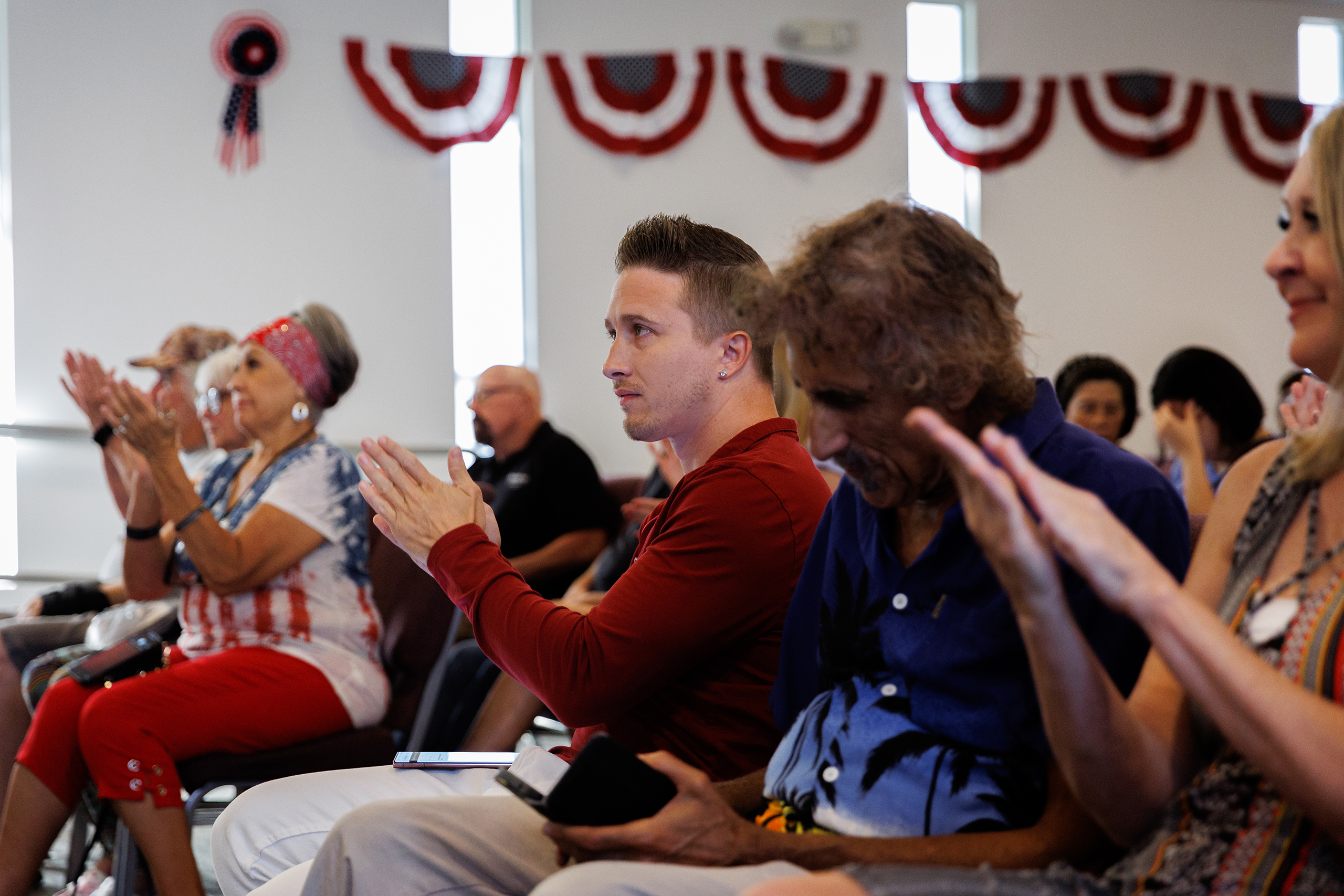 Nathan DeGrave attends a screening of “Let My People Go,” a documentary about Jan. 6 participants, on Friday, June 28, 2024, at a church in Henderson, Nev. DeGrave still adamantly supports former President Donald Trump. (Photo by Hudson French/News21)